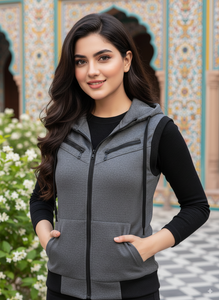Girls Jaqueta Front Zipper Sleeveless Hoodies