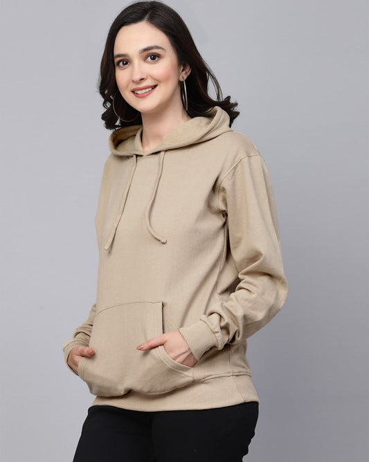 Beige Basic Kangaroo Hoodie