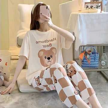 “My Bear” Printed Girls Nightwear