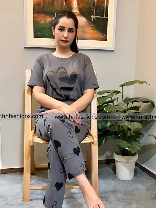 Girls Double Heart printed Suit