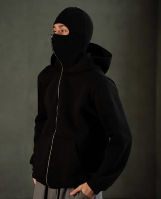 Men's Balaclava Ninja Zipper Hoodie Jacket