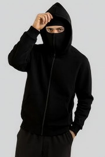 Men's Balaclava Ninja Zipper Hoodie Jacket