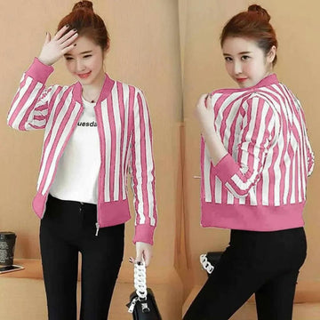 Girls'  Pink & White Striped Jacket
