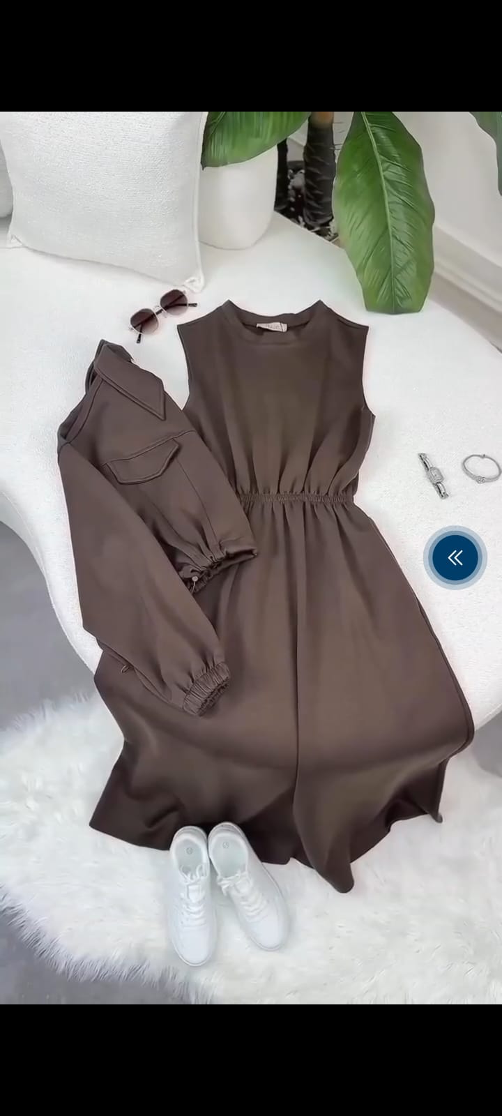 2-Piece Zipper Jacket & Long Frock Set