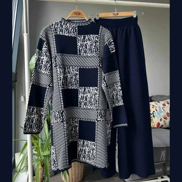 Elegant Navy Printed Winter Track Suit