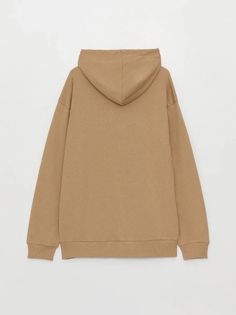 Beige Basic Kangaroo Hoodie for Men