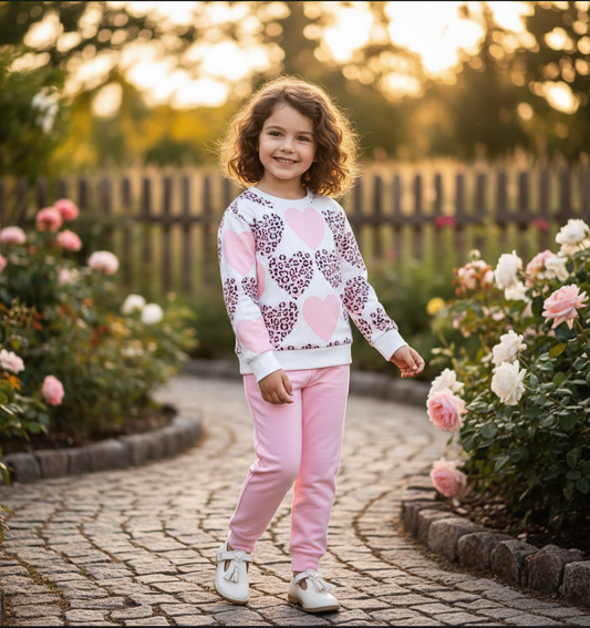 Fashion Heart Printed Kids Winter Suit